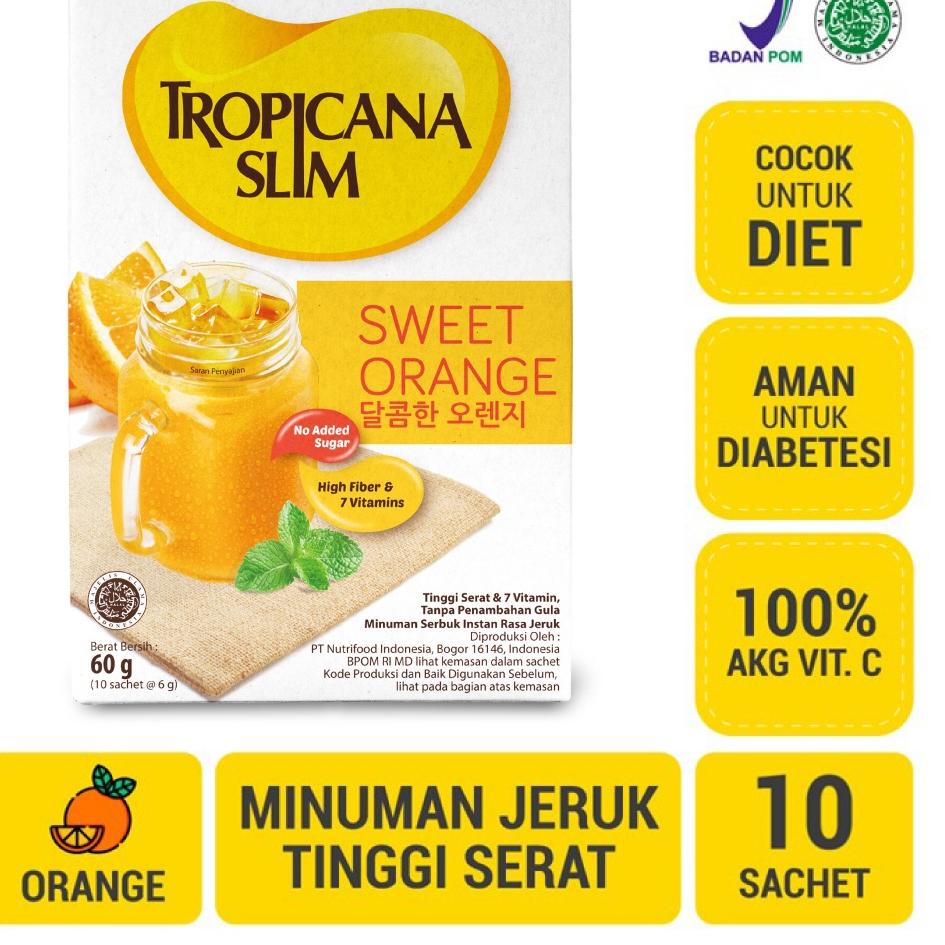 

✨11.11✨ Tropicana Slim Sweet Orange (Sugar Free) 10 sachet - Minuman Jeruk Bantu Batasi Gula