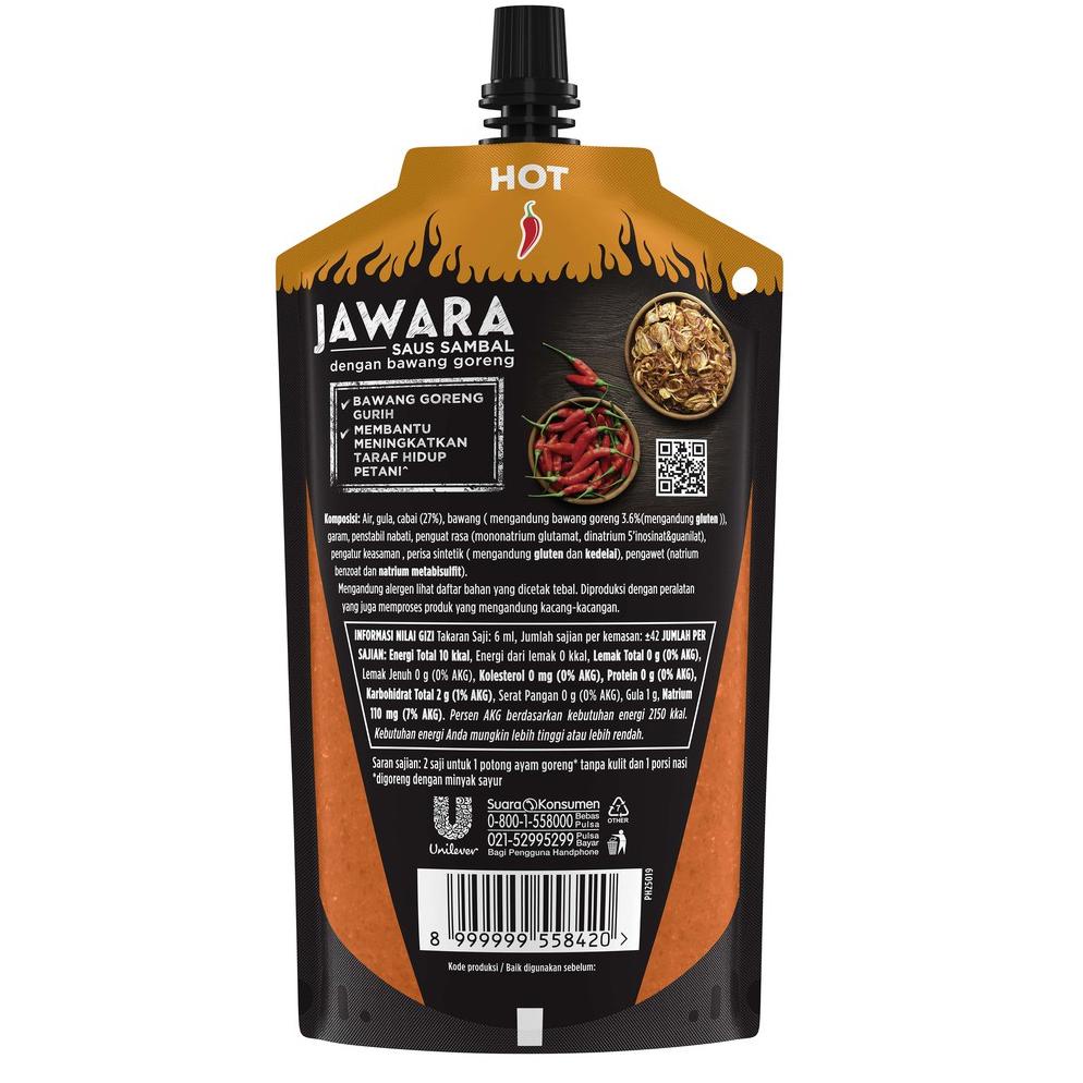 

つ Jawara Saus Sambal Bawang Goreng Hot Pouch 250 mL レ