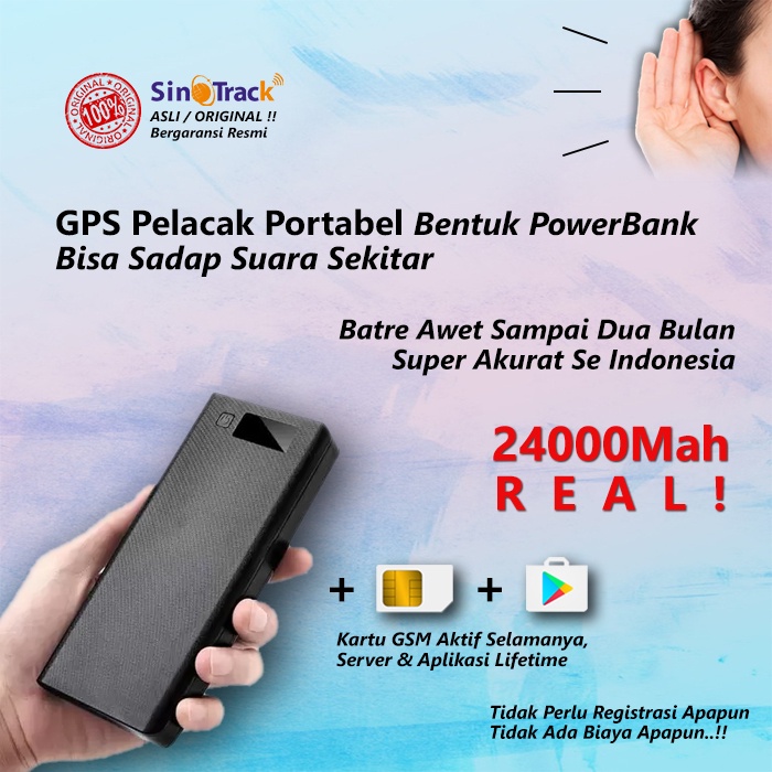 GPS Portabel bentuk PowerBank Akurat | Pelacak Mobil - Tas - Koper | Baterai 24000Mah Awet 2 Bulan