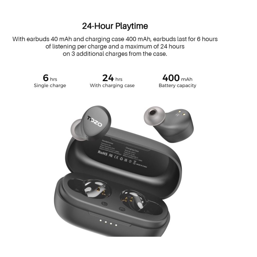 TOZO Agile Dots TWS Wireless Earbuds Stereo Headset Bluetooth Earphone