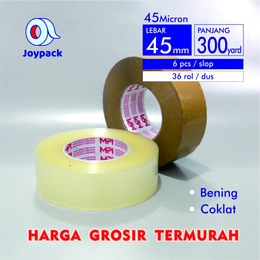 

Lakban Jumbo 2 Inch 45mm x 300Yard Bening Coklat