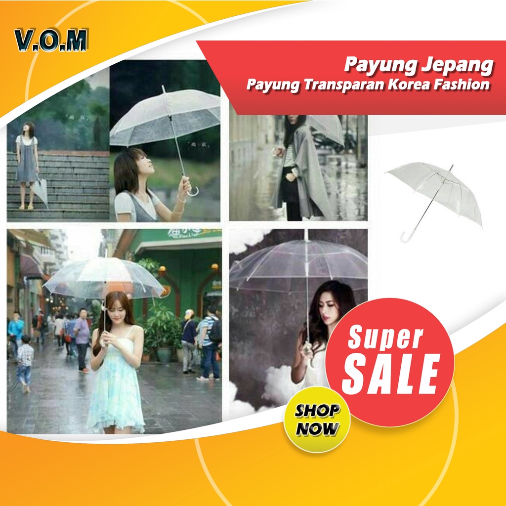 Payung Jepang - Payung Transparan Korea Fashion Payung Panjang 0870