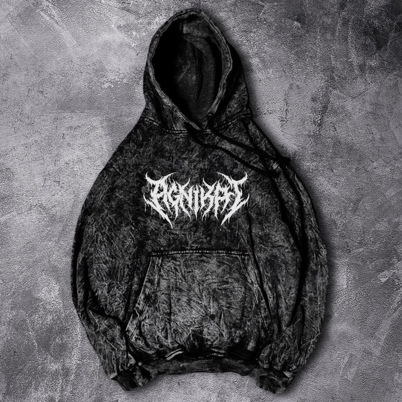 JAKET HOODIE PRIA SANDWASH METAL WOLF  WASHED DISTRO ORIGINAL