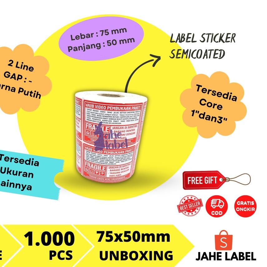 

Kirim Langsung STICKER UNBOXING / FRAGILE 2 LINE 75X50MM T77^^
