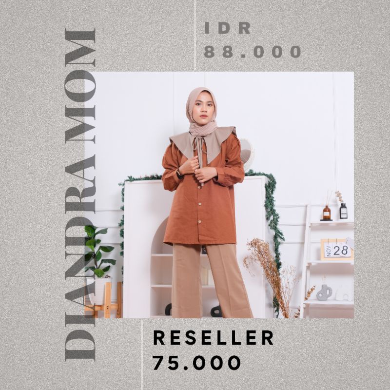 DIANDRA DEWASA - Promo 10.10 Atasan Kemeja Couple Eart Tone Tunik Keren Murah Cewe Cowo