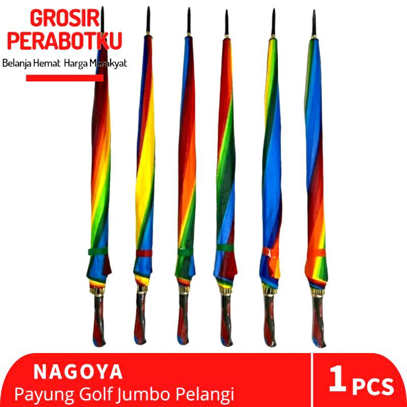 Payung Golf Pelangi Jumbo Besar 16 Jari Murah Kuat &amp; Kokoh Payung Besar Rainbow Payung Pelangi Besar Payung Warna Warni Jumbo Payung Murah Besar Payung Silver Payung Payung Besar Murah Meriah Umbrella Rainbow