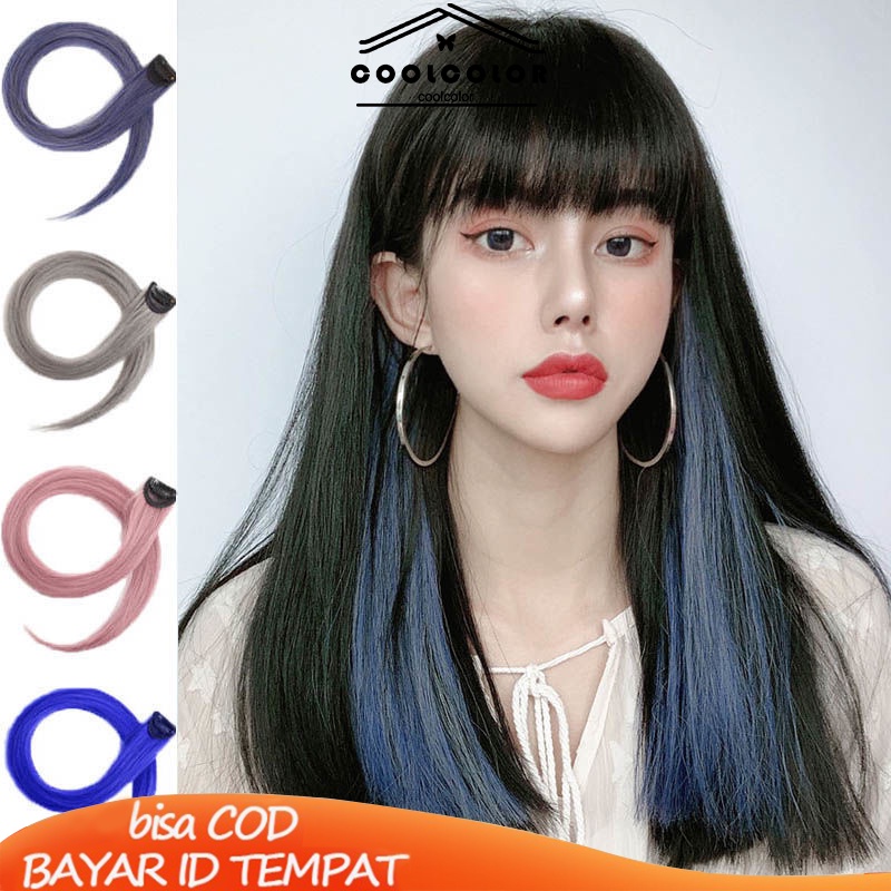 COD❤️Potongan Rambut Warna  Potongan Wig Rambut Lurus  Dapat dikeriting dan meniup ekstensi rambut satu potong- cl