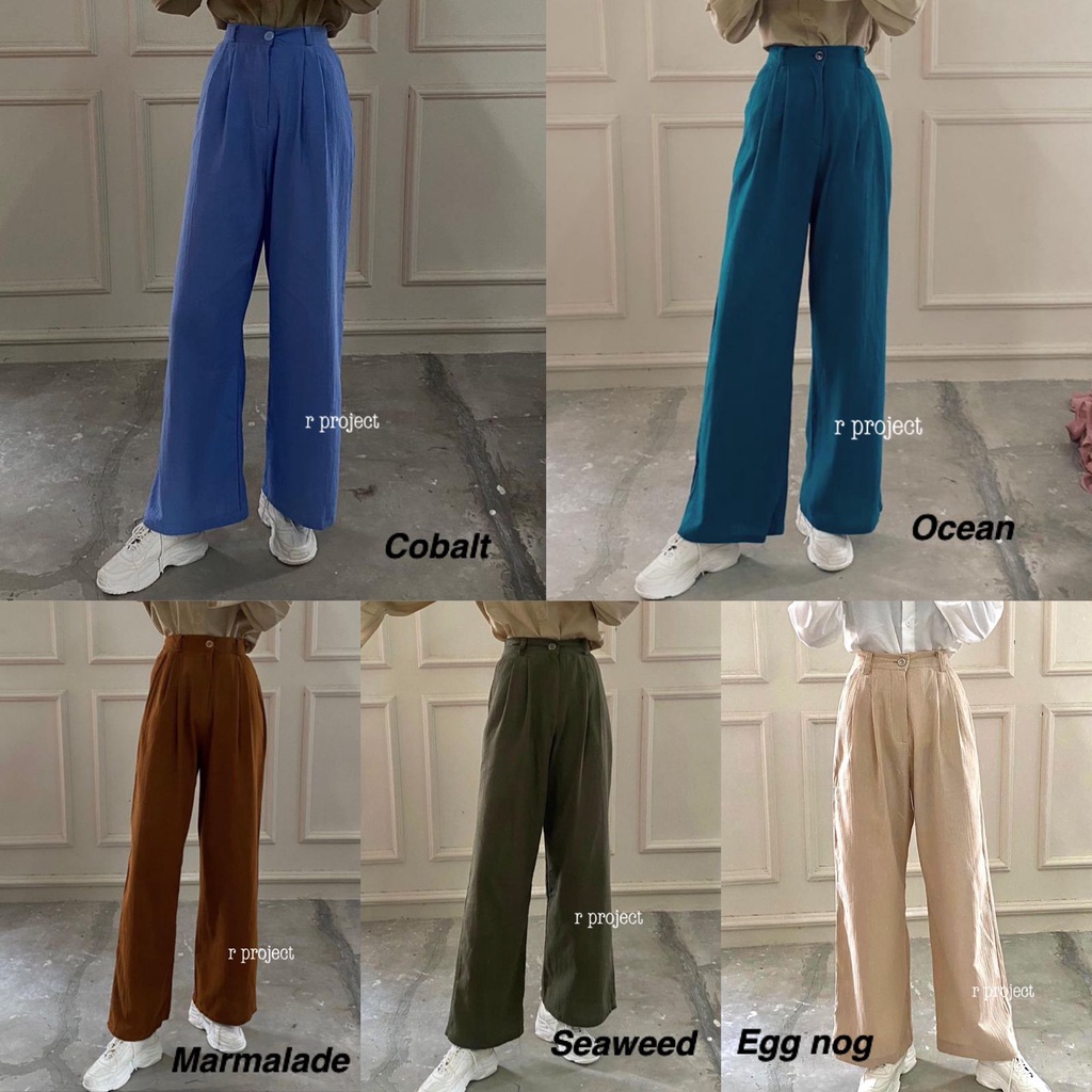 Meira pants  |  Celana kulot bahan linen crinkle premium | Loose pants kancing | celana kulot wanita |R PROJECT