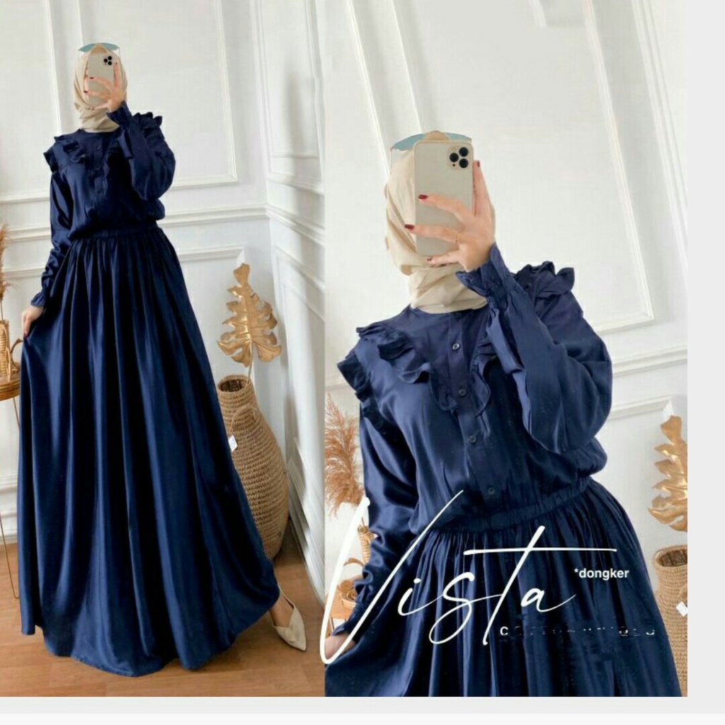 VISTA DRESS MAXY CRINKLE AIRFLOW || DRESS WANITA KARET PERUT REMPEL