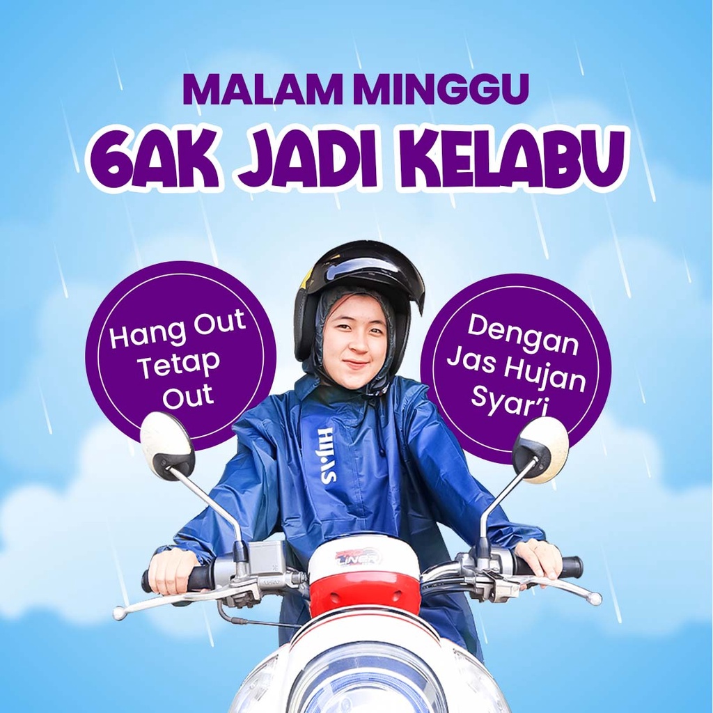 (PAKAI RESLETING) JAS HUJAN GAMIS WANITA MUSLIMAH HIJAB / JAS HUJAN SYAR'I- HIJAS