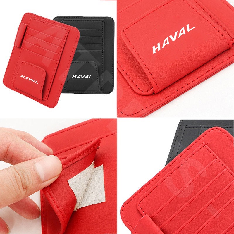 Car Sun Visor Card Organizer Leather Sunglasses Clip Holder Untuk Haval H6 Jolion H2 H2s H1 2021 2022 H5 M4 H9