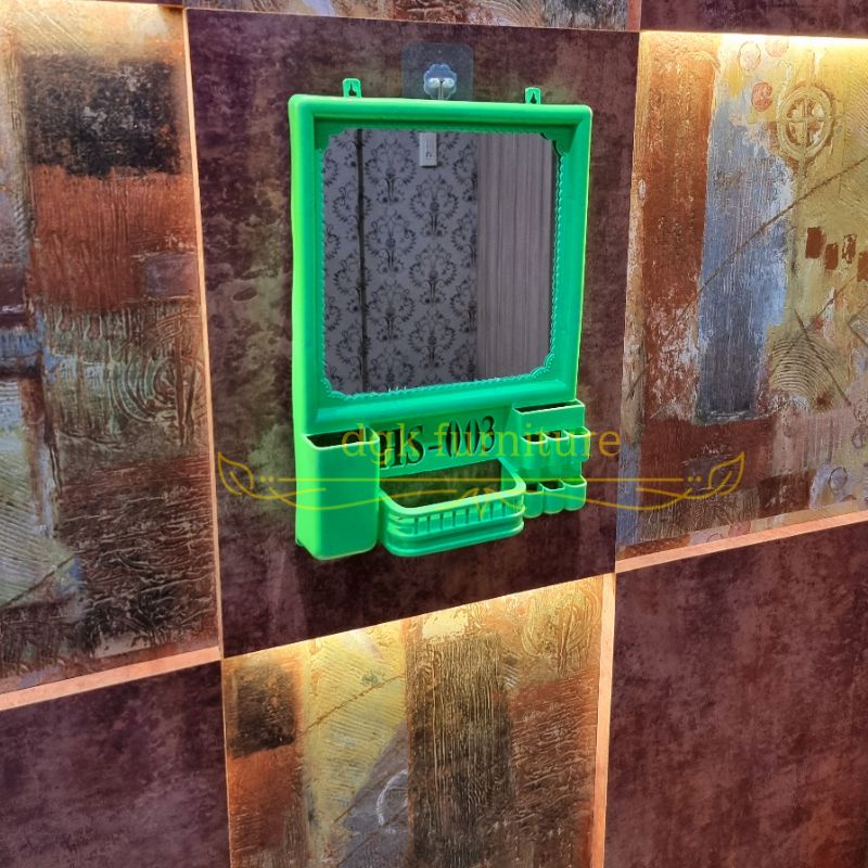 Rak Gantung Tempel Kamar Mandi Sabun Pasta Sikat Gigi Shampo Shampoo Bath Holder Cermin Kaca Petak Plastik