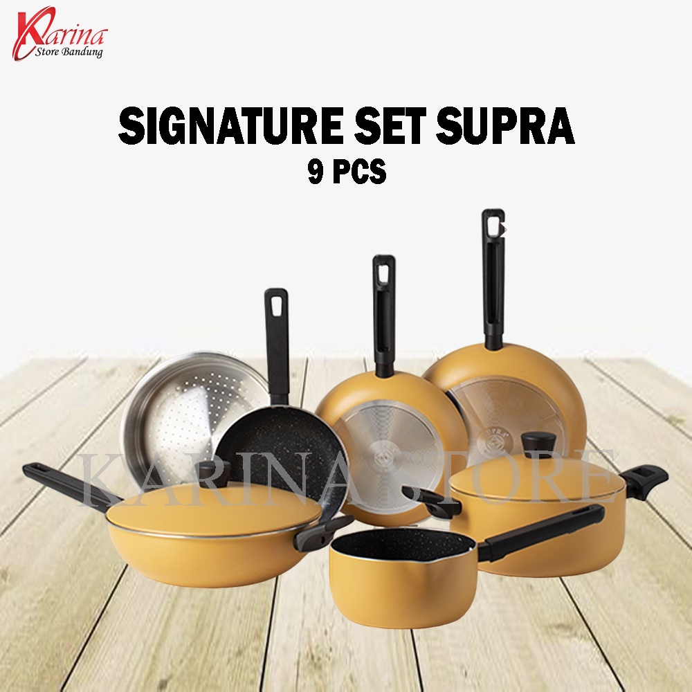 SUPRA Panci Alumunium Anti Lengket Renatta Moeloek Signature Set 9 Pcs Retro Collection