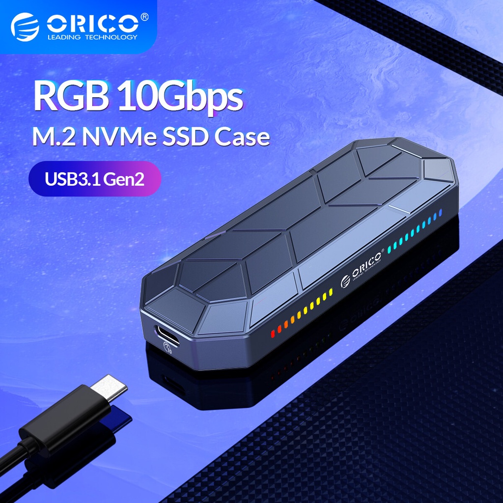 ORICO M2VG01-C3 RGB Casing M.2 NVMe SSD M2 Enclosure USB-C Gen2 10Gbps