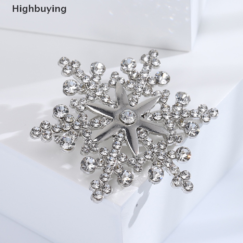 Hbid Fashion Pin Menawan Kristal Berlian Imitasi Bros Natal Snowflake Bros Natal Bros Hadiah Glory