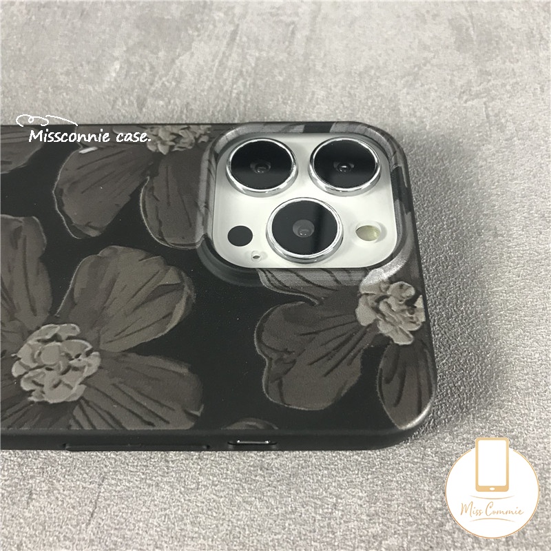 IPHONE Case Compatible Untuk Iphone11 13 12 14 Pro Max7 8 Plus XR X XS Max SE 2020 INS Fashion Retro Lukisan Minyak Bunga Full Body Glossy Halus Lembut TPU Pelindung Penutup Belakang