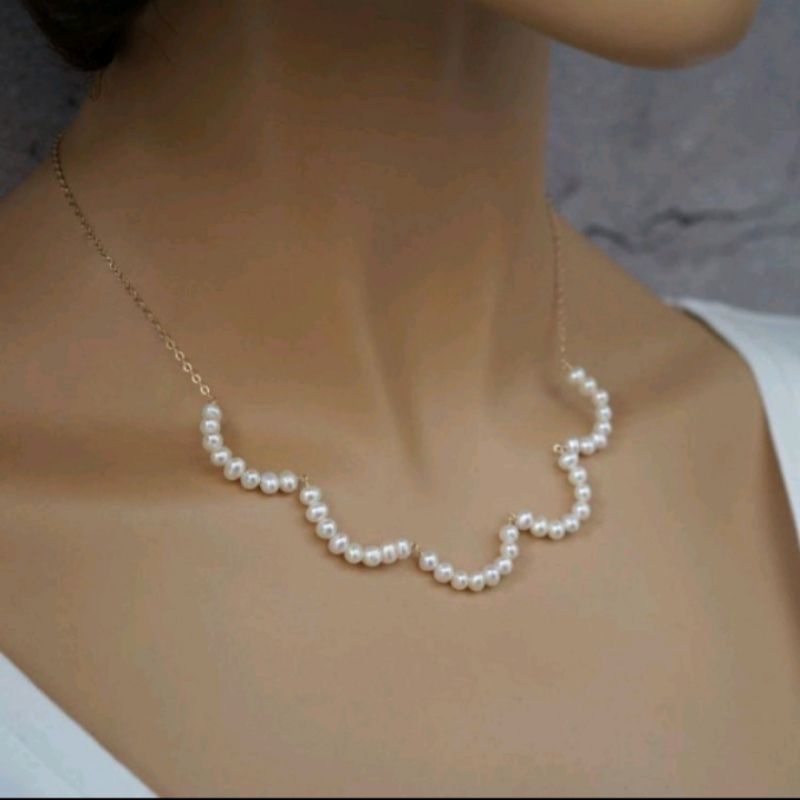 Kalung Mutiara / Necklace Pearl / Kalung Korea Rantai Mata Mutiara