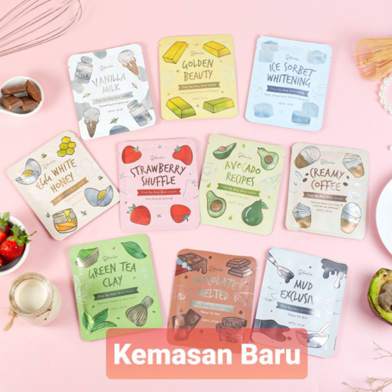 KEMASAN BARU MASKER WAJAH ORGANIK BY LEA GLORIA 20GR ORGANIC MASK 20 GR GRAM