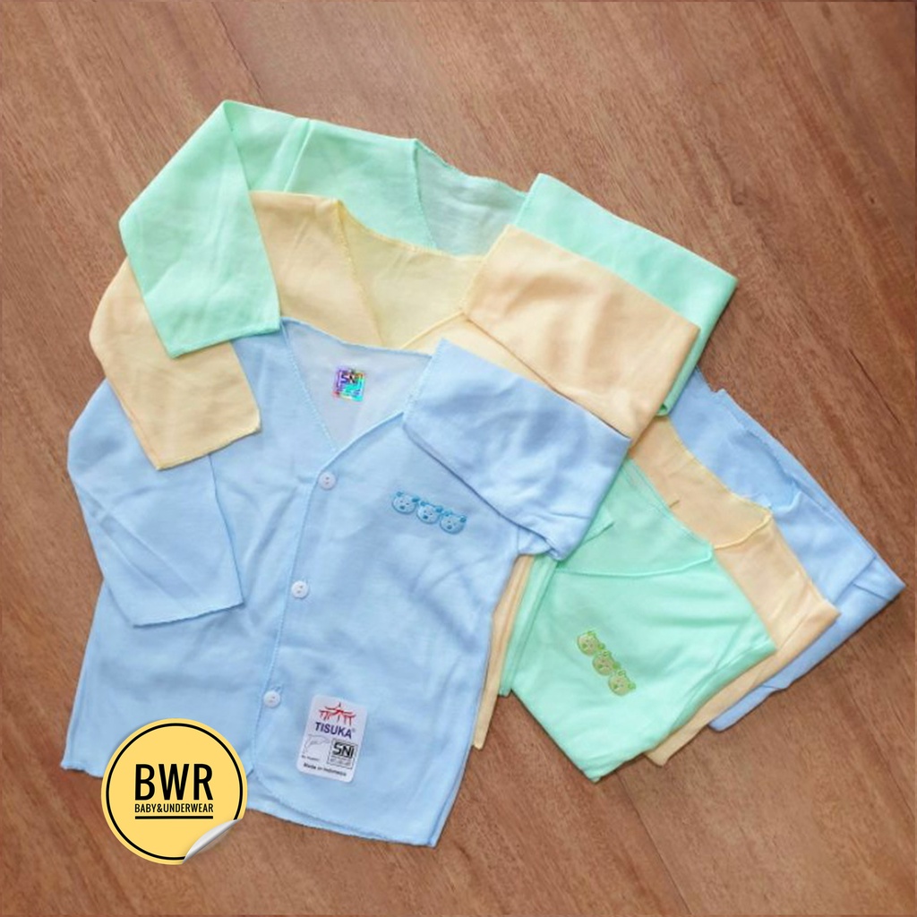 [ 6pc ] Baju DOLPHIN / Tisuka PANJANG Baju Bayi Newborn Lengan Panjang Warna Polos - Bwr IX