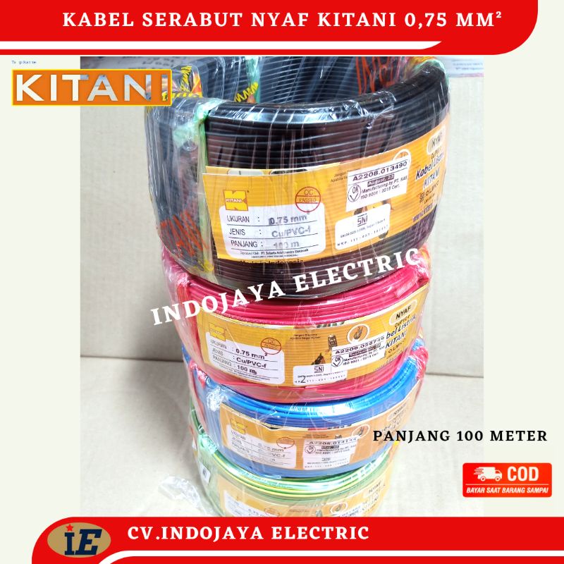 Kabel Nyaf 1x0,75 merek Kitani/Kabel Body Panjang 100 meter