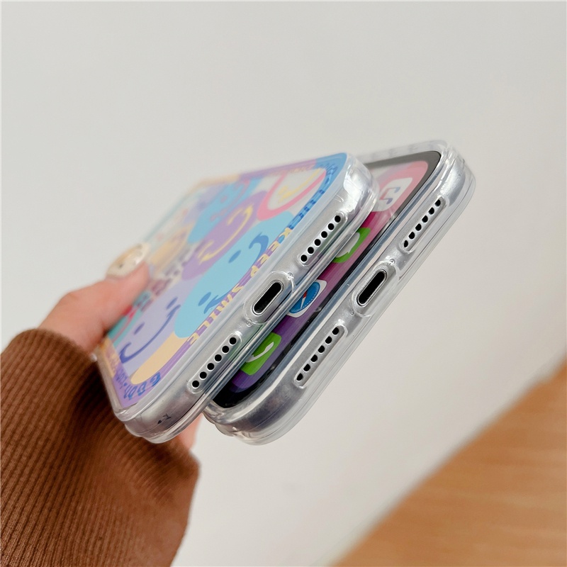 IPHONE Lucu Bayi Beruang Wajah Tersenyum Pelindung Len Casing Ponsel Kompatibel Untuk Iphone14 13 12 11 Pro Max Menebal Shockproof Lembut TPU Penutup Belakang