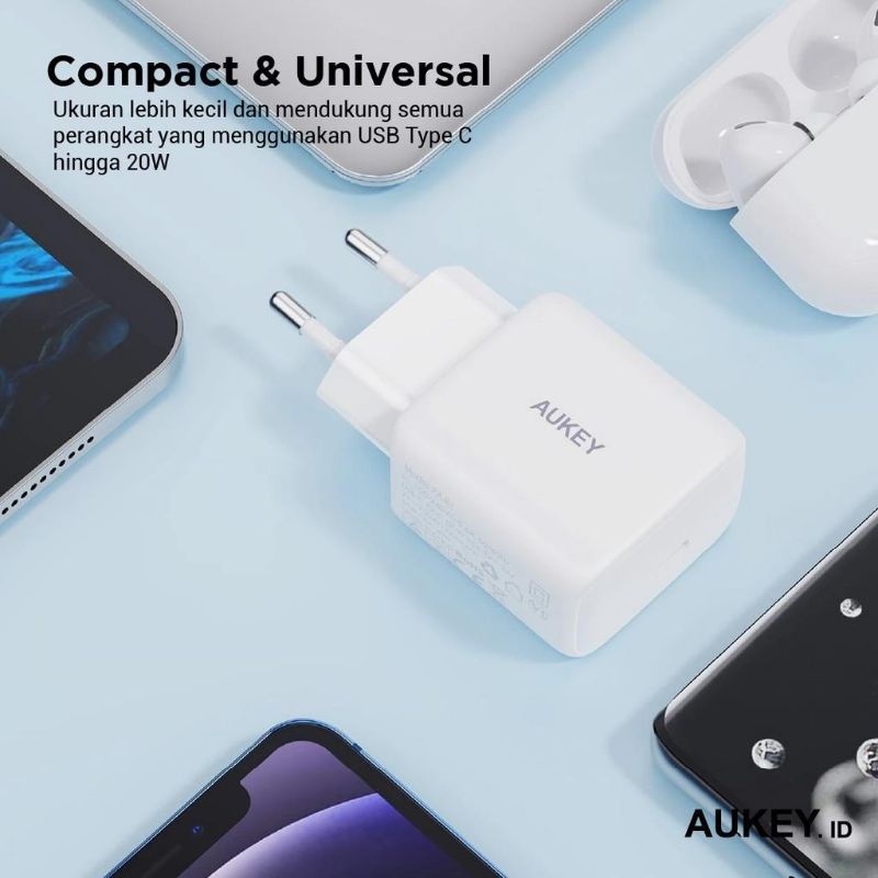 Charger Aukey PA-R1 White 20W Minima Nano USB-C PD - 500920
