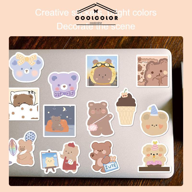 COD❤️102Pcs Stiker Graffiti Kartun Beruang Lucu Anti Air Untuk Dekorasi Kopersepeda DIY Stationary Untuk Alat Tulis- cl