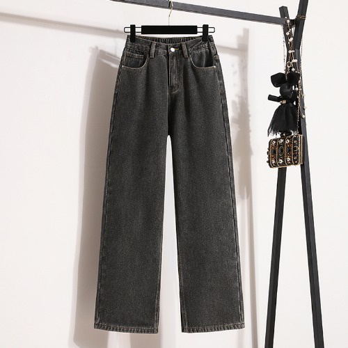 Karet Jeans Highwaist Loose Kasual Jeans Wanita Impor