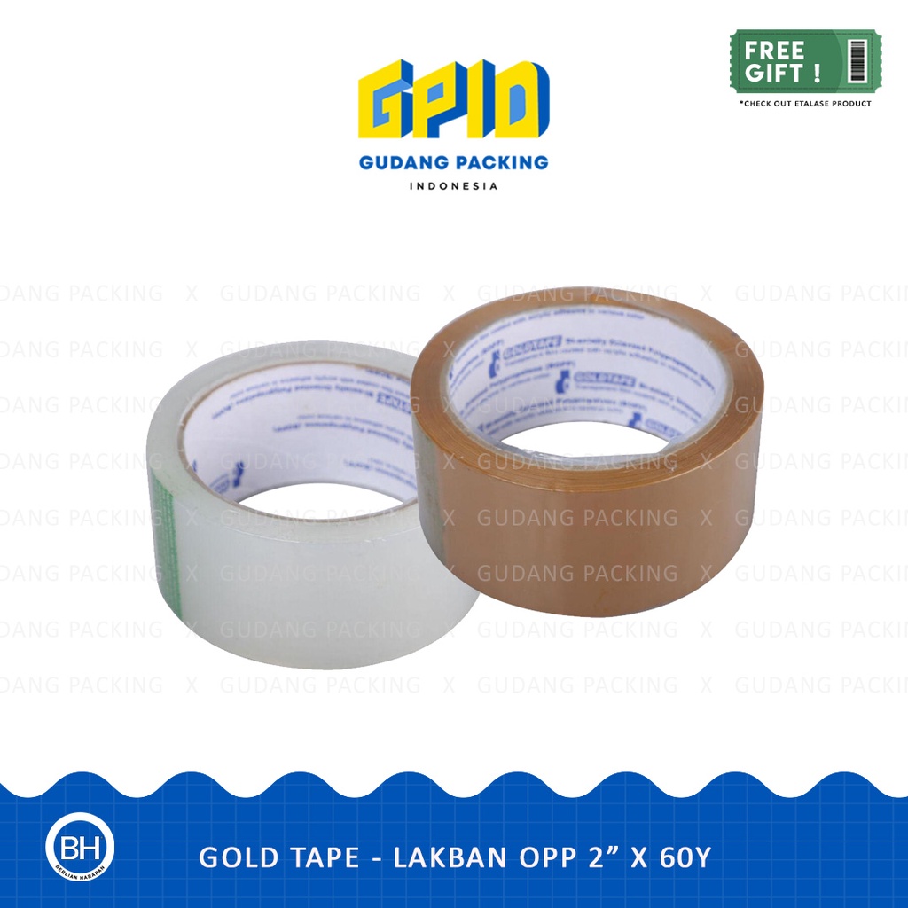 

GOLDTAPE - Lakban 2 inch / 48mm x 60 yard Bening / Coklat