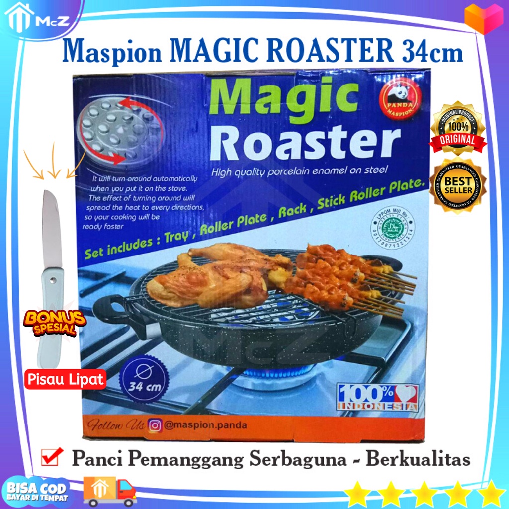 Maspion MAGIC ROASTER 34cm Panci Pemanggang Serbaguna Bonus Pisau Lipat Cantik - Pemanggang Daging -