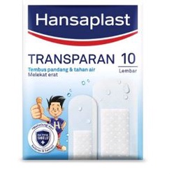 Hansaplast Transparan - Plester Tembus Pandang & Anti Air, isi 10 lembar (8 lembar ukuran standar + 