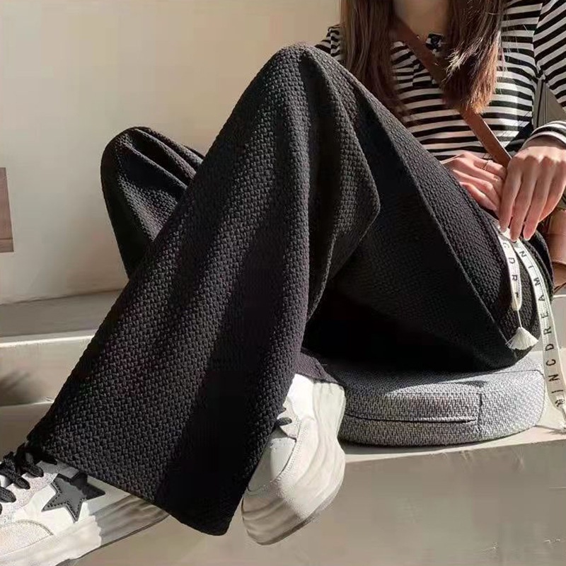 yikoo-Celana panjang casual korea high waist pants fashion wanita （Dengan kantong）