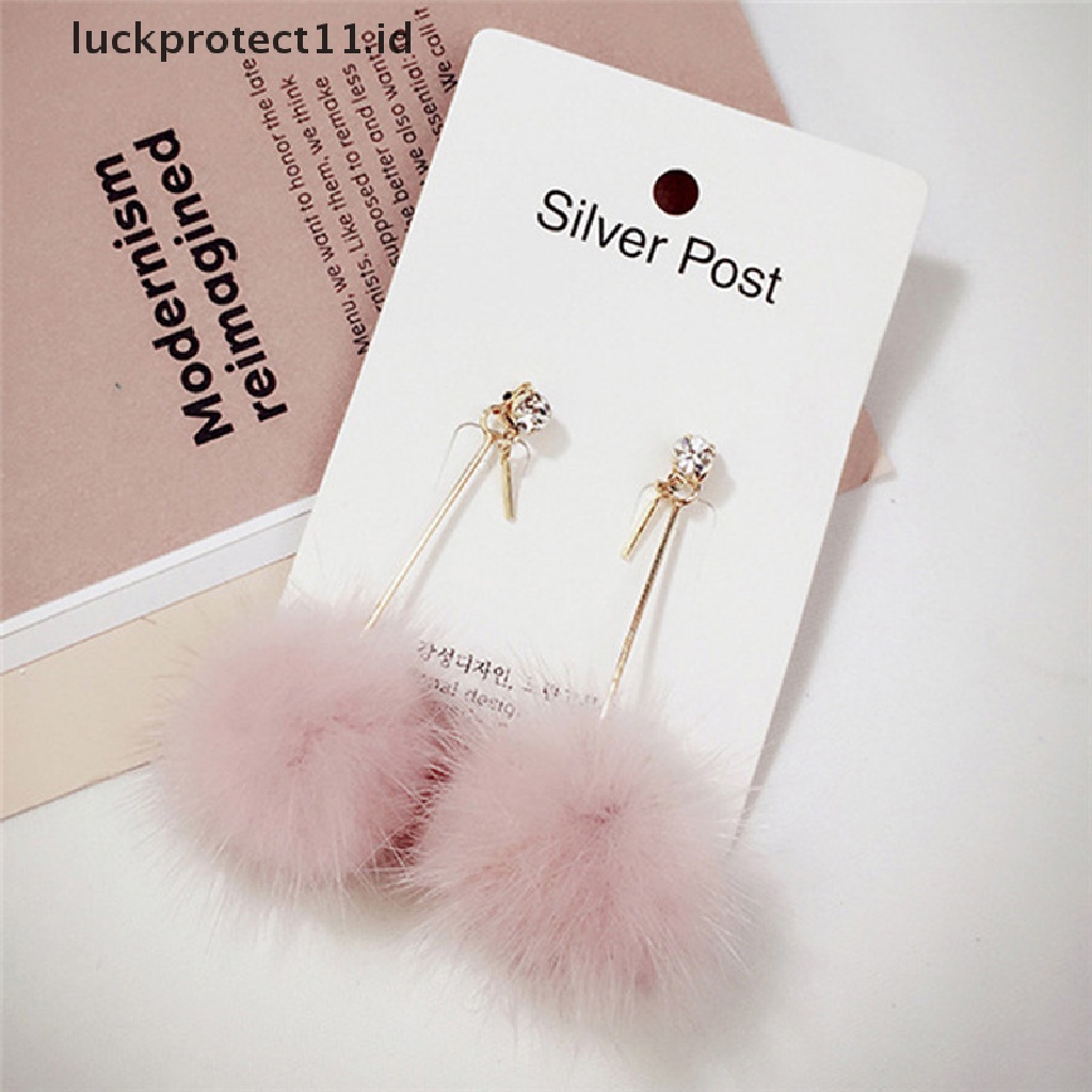 /Fashion Hot// Fashion// Bola Bulu Lembut Pompom Anting Panjang Drop Menjuntai Anting Wanita Ear Studs Jewelry.