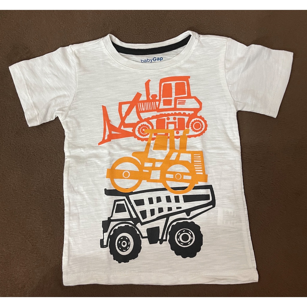 A5016 BABY GAP white truck shirt / baju anak kecil bayi remaja girl bodysuit jumper pakaian perempuan laki laki cowo cewe cewek cowok kemeja overall lucu unik imut gemas gemes murah sisa ekspor export kaos kaus