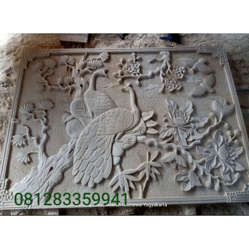 Relief batu ukir, Ukiran dinding, Hiasan dinding, Batu ukir dinding, Ulkiran batu motif tumbuhan dan