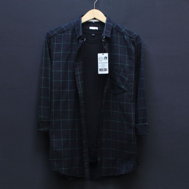 Baju Kemeja Flanel Flannel Planel Cowok Pria Cowo Lengan Tangan Panjang Premium