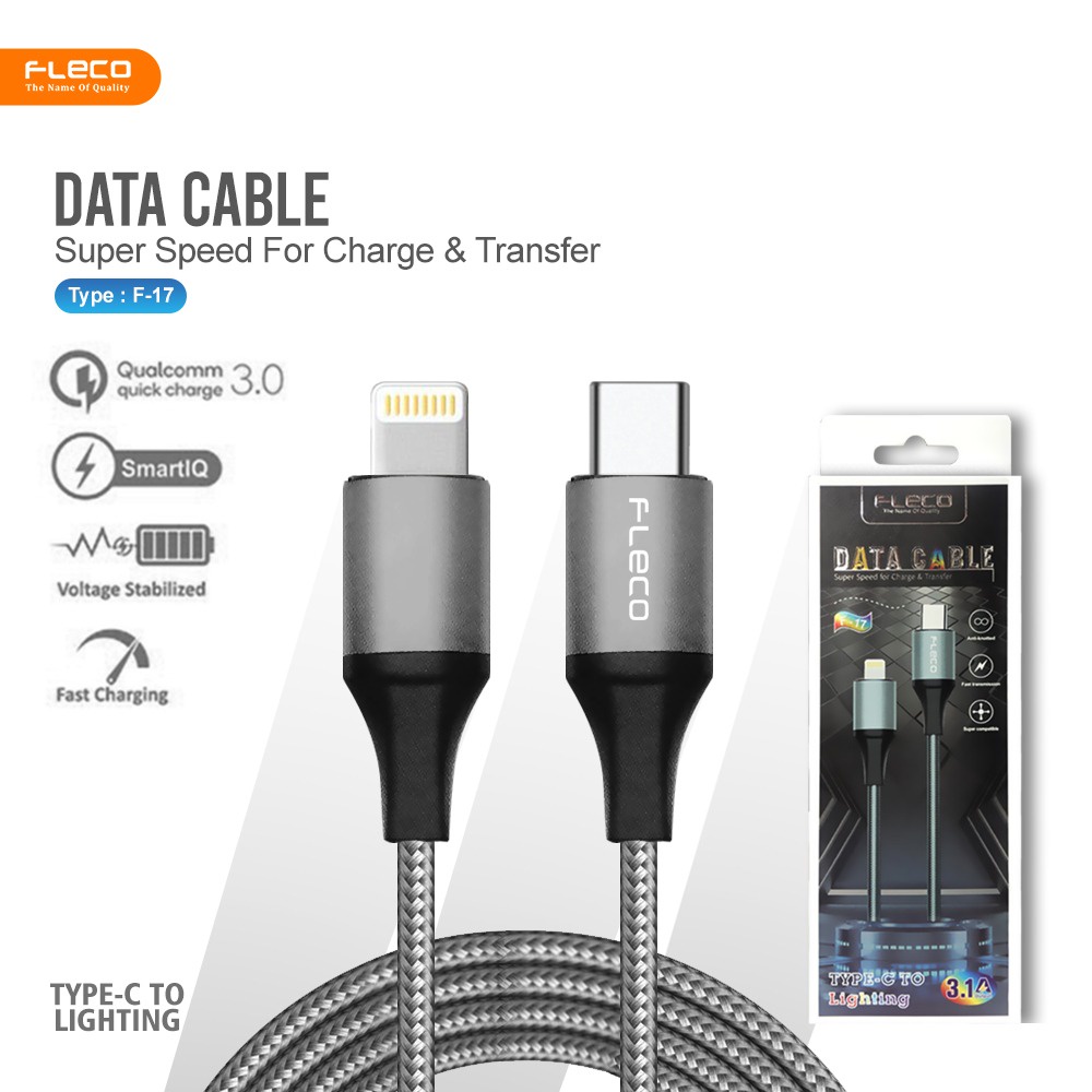 PROMO KABEL DATA FLECO  F17 Type-C To Lightning PD 20W Fast Charging [SULTAN]