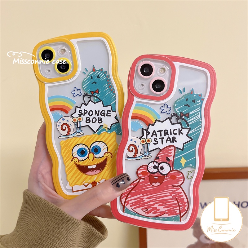 Redmi 12C A1 9 10 A1+9A 9T 10C 9C 10A Note 11Pro+11 10 10s 9 8 9Pro Note 9s 11s 10Pro Mi 11T Pro PO CO X3 NFC Pro M3 SpongeBob Patrick Star Lucu Dinosaurus Couple Gelombang Casing Edge