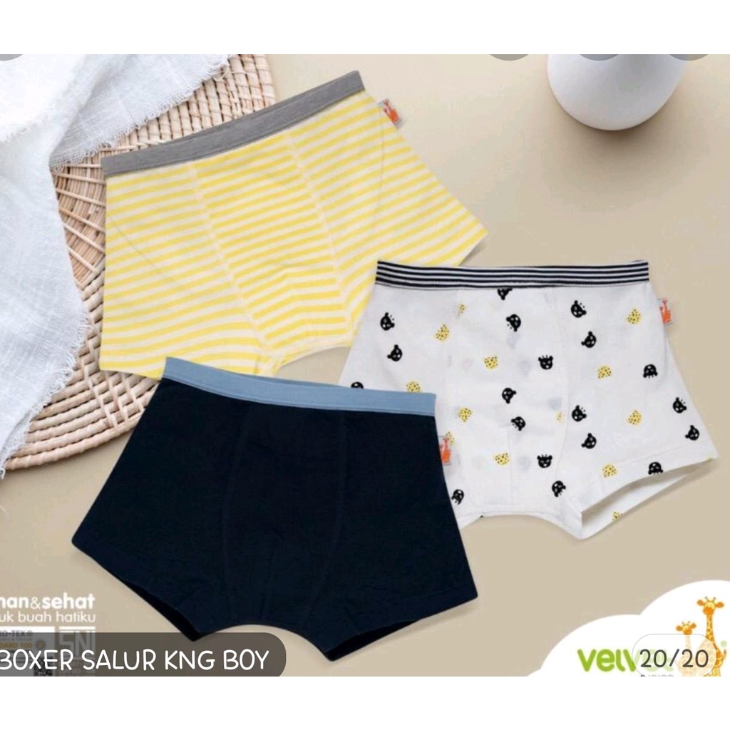 VELVET JUNIOR UNDERWEAR BOXER BRIEF BOY GIRL CELANA DALAM ANAK ISI 3 | CELANA DALAM ANAK PEREMPUAN | CELANA DALAM ANAK LAKI LAKI | CELANA BOXER ANAK