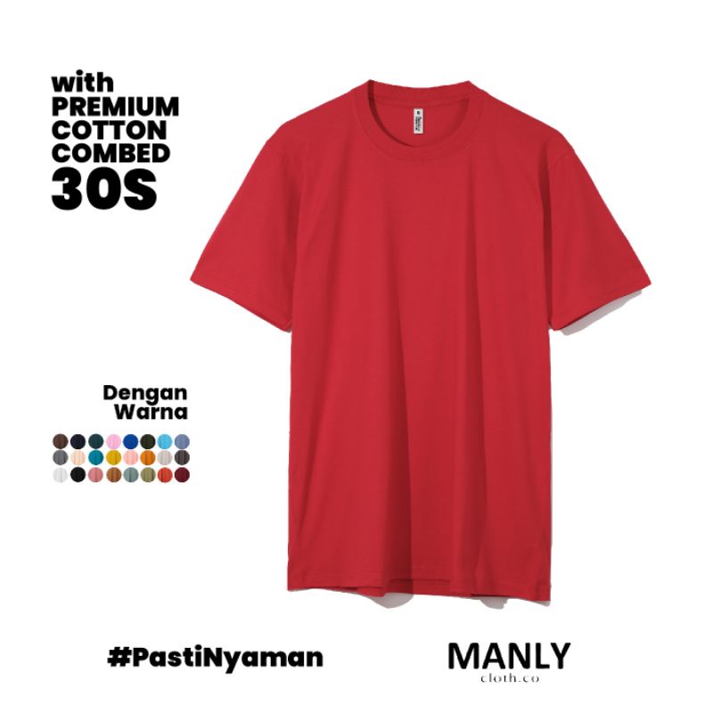 MANLY KAOS MERAH POLOS PREMIUM COMBED 30S