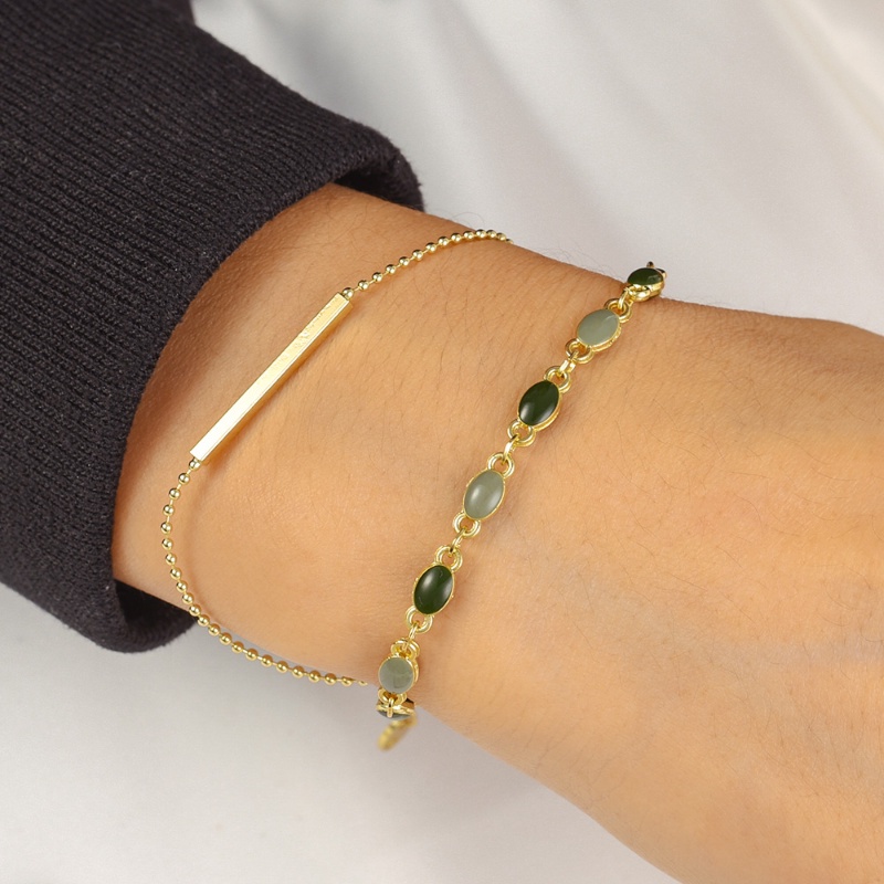 Gelang Charm Kristal Warna Emas Rantai Manik-Manik Warna Emas Lapis Ganda Adjustable Bracelet Perhiasan Hadiah Aksesoris Untuk Wanita