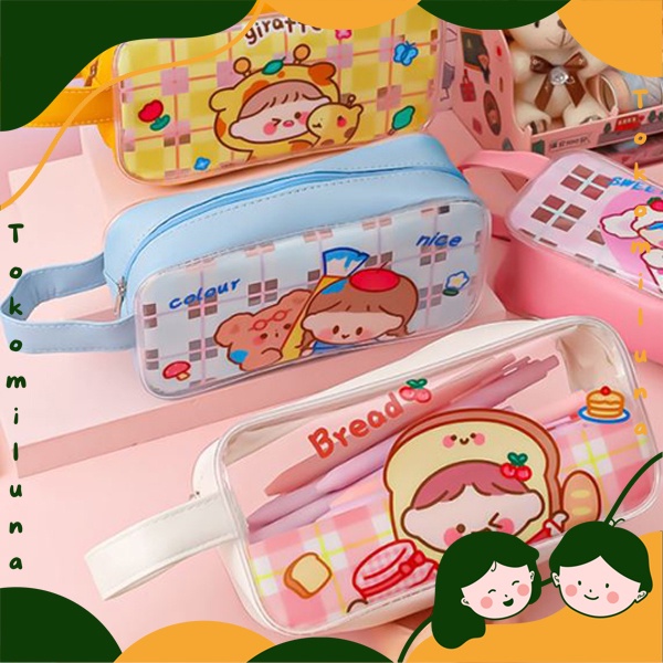 

Kotak pensil jumbo tempat pensil anak lucu cute girl transparan ukuran big besar HB1212