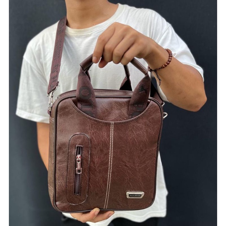 Tas Selempang Kulit PU Leather Original Polo Amstar 11 Inchi Tas Kantong Tas POLO Tas Pria