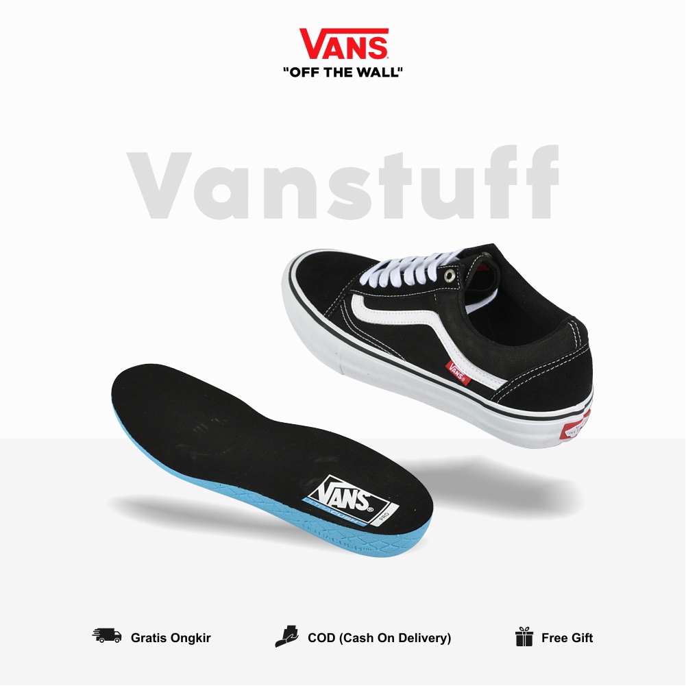 Vans Old Skool Pro Black White Pria Wanita Original 100 % BNIB Global Market Authentic Guarated Vanss Ori Old School Item Putih