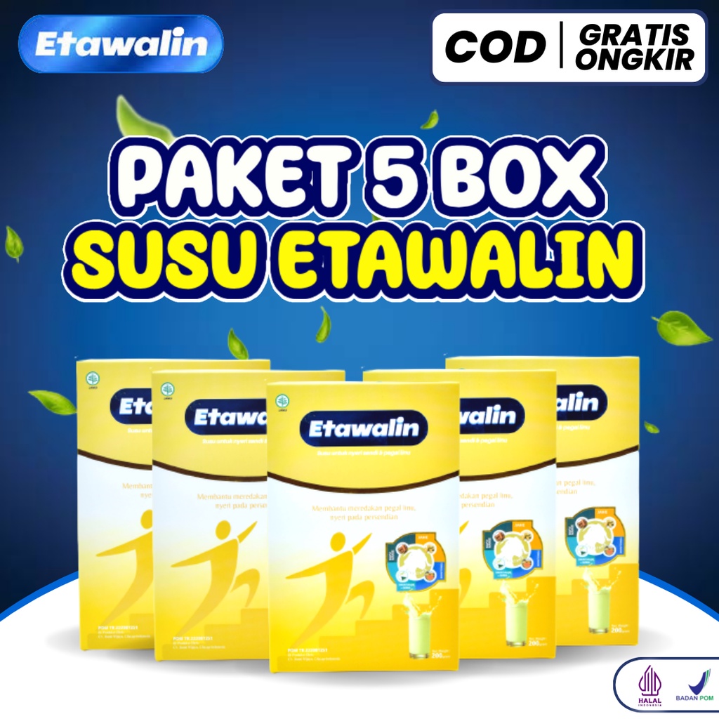 

PAKET 5 BOX ETAWALIN - Susu kambing etawa plus herbal alami bantu atasi masalah pegal linu dan nyeri sendi optimalkan kesehatan tulang dan pernafasan isi 200gram