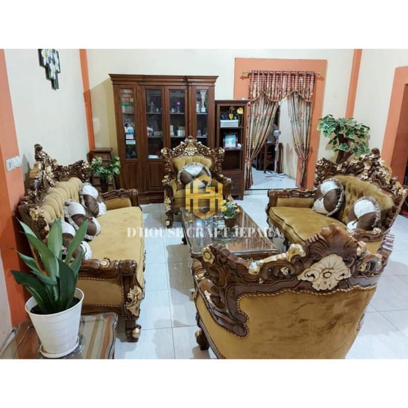 Kursi Mewah Set Meja Kursi Tamu Rahwana Kursi Ukir Mewah Kayu Jati