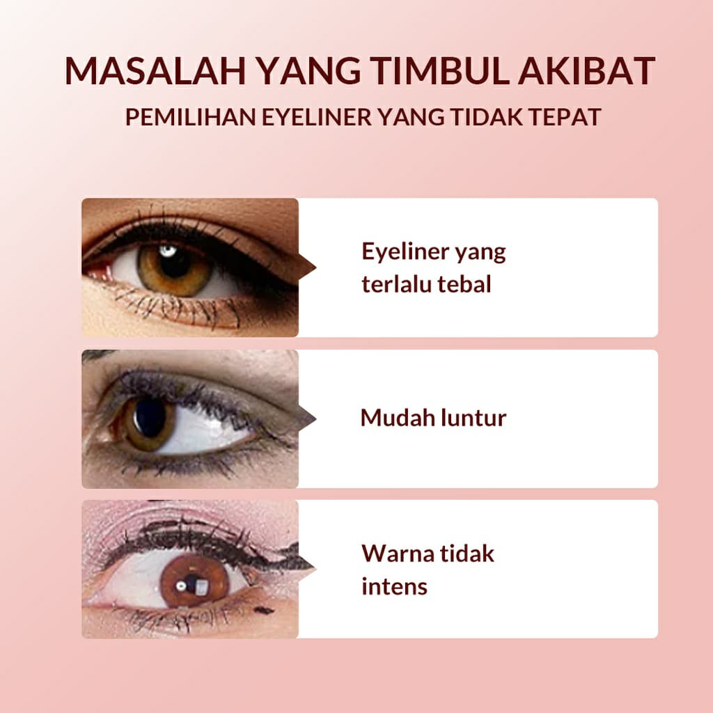 Colorkey X Bioaqua Eyeliner Waterproof Hitam 1 ml Eyeliner Pensil Tahan air Eyeliner Eyeliner Gel