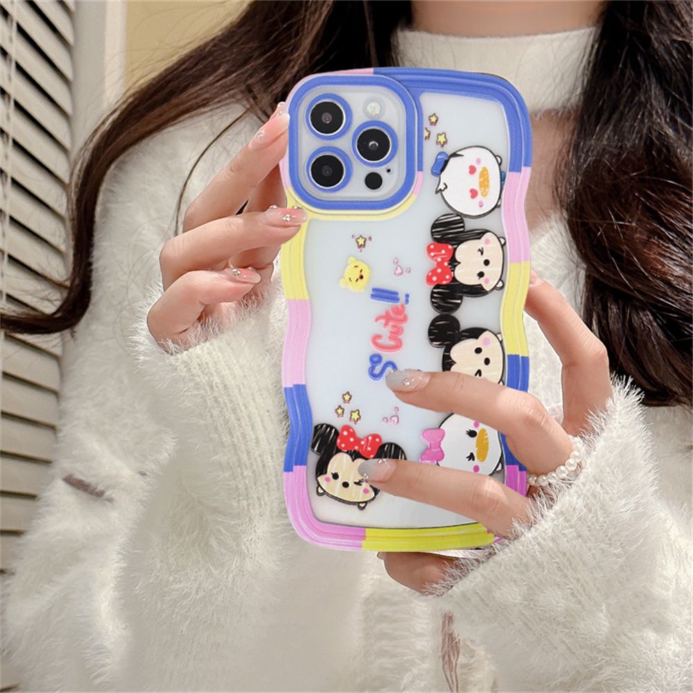 Casing Case Untuk Iphone14 14 Pro MAX 11 Pro 11 Pro MAX 12 12 Pro 12 Pro MAX iPhone 13 Pro MAX X XR XS MAX 6 6S 7 8 Plus Se2020 Mickey Minnie Dan Winnie the Pooh Wave Casing TPU Edge DGX