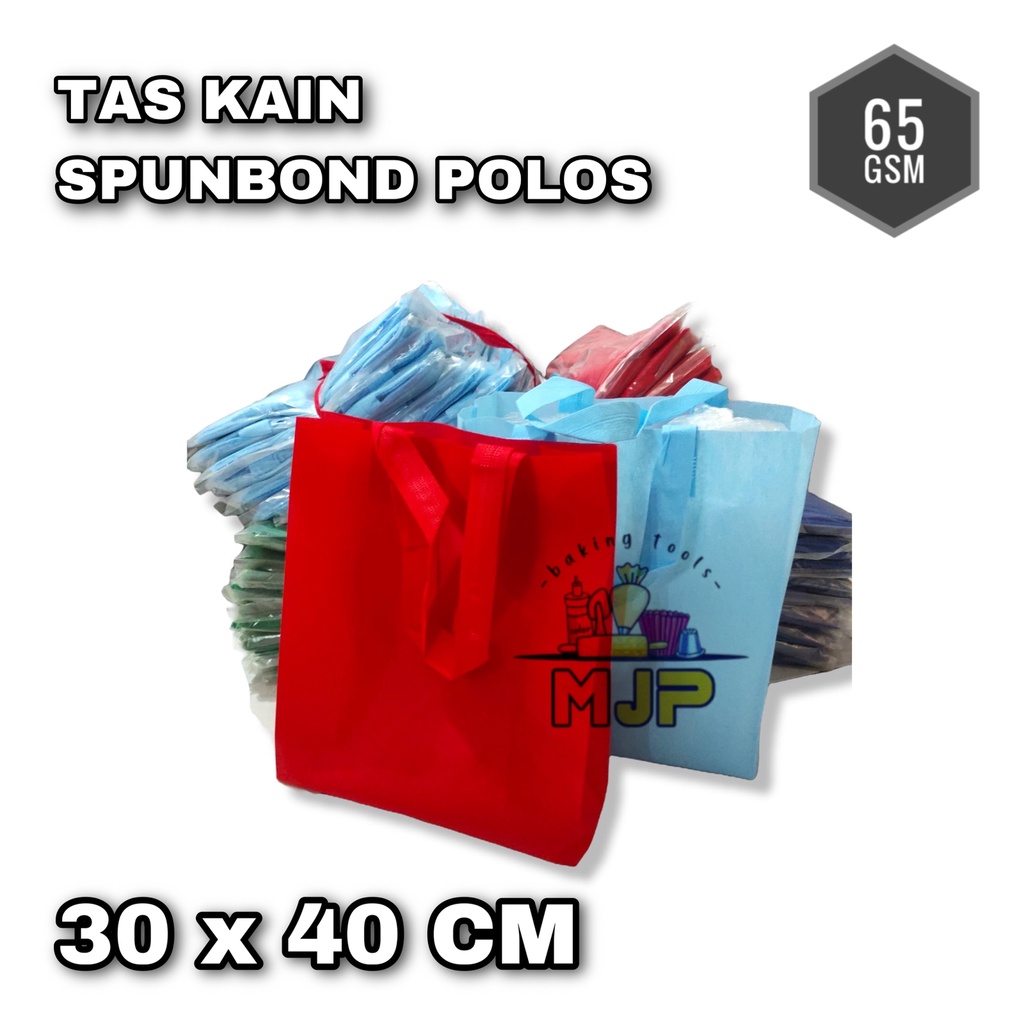 

65 GSM - TAS BINGKISAN PARCEL SOUVENIR KAIN HANDLE SPUNBOND WARNA POLOS UKURAN 30 X 40 ISI 12 PC