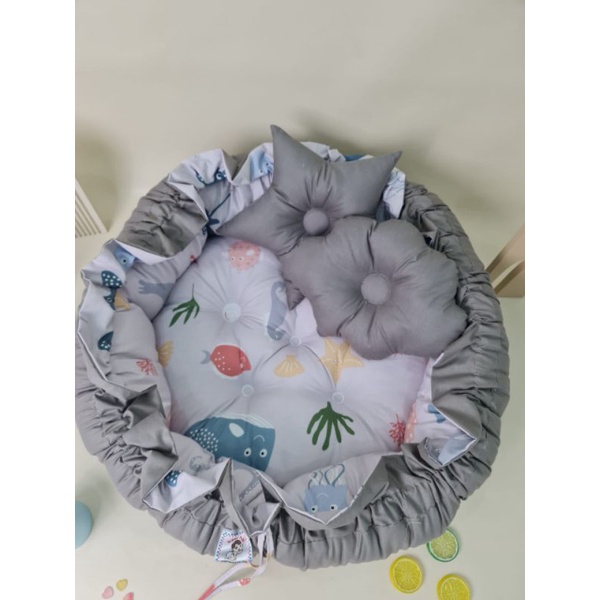 Baby hai 2in1 round baby nest + playmat tempat tidur bayi